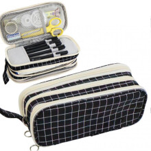 (Checkerboard Grids) Large Capacity Pencil Case Zipper Stationary Bag Durable Pencil Bag Pouch Box Organizer Cases for Students School Supplies