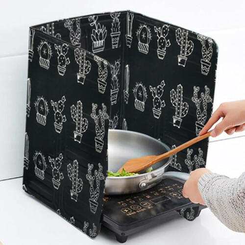 3 Sided Splatter Guard For Stove  Black Fine Mesh Oil Splash Shield Kitchen Wall Screen Baking Protector 2