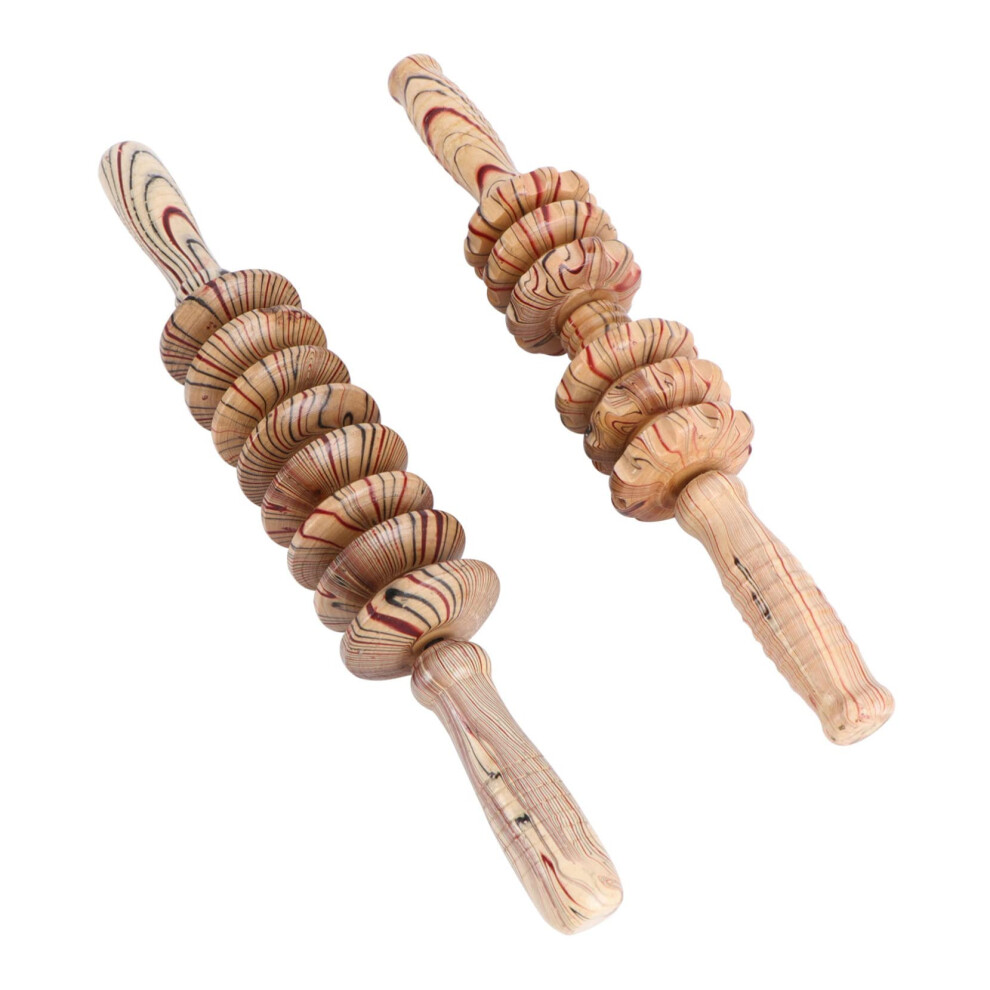 Wooden Massage Roller Stick Set Of 2, Handheld Abdominal Massager With Wheel Design For Muscle Relief Body Relaxation