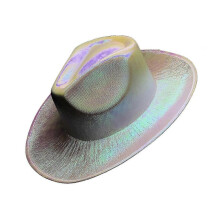 (White) Space Cowboy Costume Hat Wedding Bar Party Glitter Cowgirl Hat Creative Metallic Space Cowboy Hat