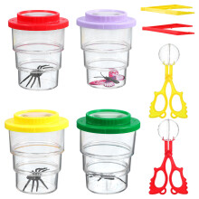 1Set Clear Plastic Insect Viewer Box with Magnifier and Handling Tools