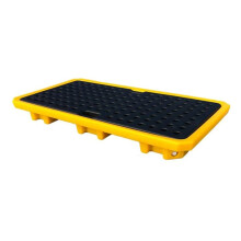 Modular Spill Containment Platform For Paint Buckets Polyethylene With Drain 1/2 Drum Capacity Yellow Tray 5 Pcs