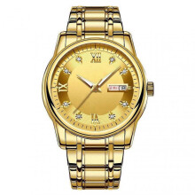 (Golden) Business Quartz Watches for Men Scratch Resistant Glass Dual Calendar Luminous Watch for Outside Office Business Meeting