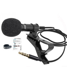 Lightweight Omnidirectional Lavalier Microphone ClipOn Lapel Mic for Smartphone Detachable Tie Clip