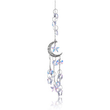 Exquisiter Kristall-Traumfänger, Boho-Traumfänger-Wanddeko mit mehrfarbigem Mondmotiv, Hängende Kunst für Veranda, Fenster, Garten, Baum,