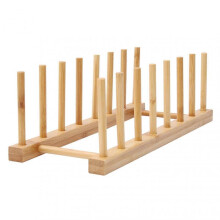(8 Cells) Kitchen Bamboo Plates Organization Durable Anti-slip Kitchen Organizer for Cutting Boards Mitten Glove Rack