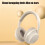 Wireless Computer Headset OverEar NoiseCanceling Surround Sound StudioQuality Audio PC Compatible White 3