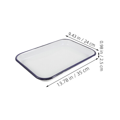 Enamel Baking Sheet Pan - White Ceramic Nonstick Rectangular Tray 1