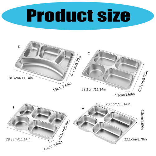 Stainless Steel Compartment Dinner Plate for Adults-Style B 2
