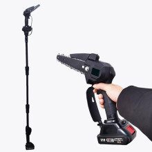 Electric Pole Saw Cordless Telescopic Pruning Saw 6Inch Blade 180cm Reach Two 1500mAh Batteries Black