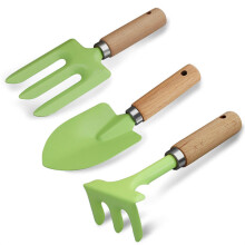 Kids Garden Tool Set With Metal Construction And Wood Handles For Little Hands Planting Digging And Outdoor Play