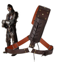 Double Back Scabbard for Medieval Renaissance Sabers PU Leather Back Holster, Adjustable Sabre Holder Belt, Cosplay
