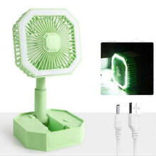 (Green) Folding Desk Light Fan Mini Hand-held Cooler Cooling USB Rechargeable Fan