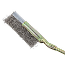Steel Bonsai Cleaning Brush - Curved/Straight Head, Eco-Friendly, 23cm