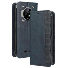 (Blue, Style D Oukitel WP19) For Oukitel Wp19 Retro Texture Magnetic Absorption Case Mosaic Wallet Stand Protective Cover