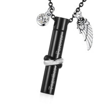 Wing Charm Art Cremation for Ashes Small Size Caskets-Black