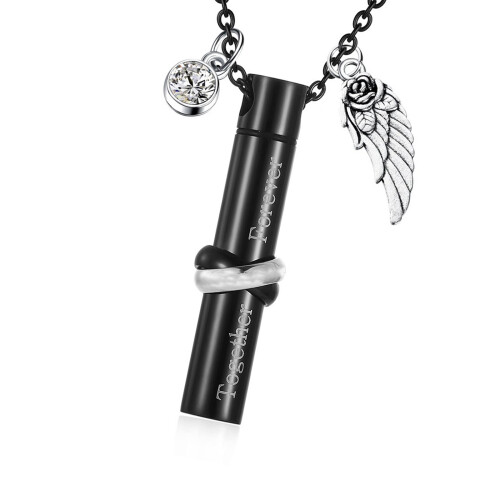 Wing Charm Art Cremation for Ashes Small Size Caskets-Black