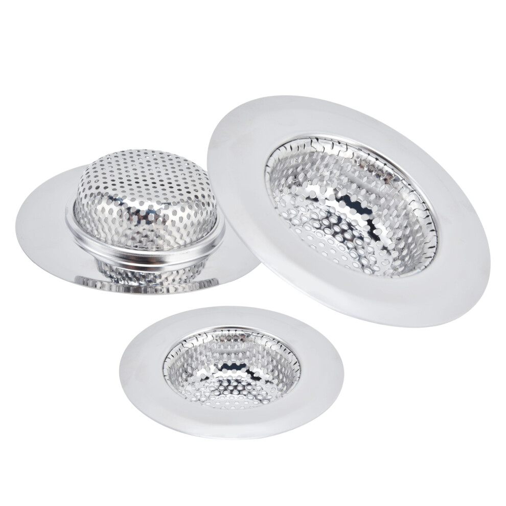 Anti-Clogging Sink Strainer, Stainless Steel Hair Catcher With Non-Deforming Wide Rim, Micro-Perforation Design For Easy Cleaning, Set Of Three 9153484575111
