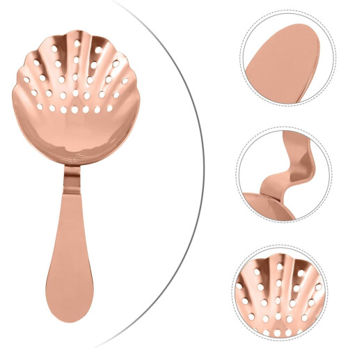 Stainless Steel Cocktail Strainer RustResistant ShellShape Filter Rose Gold Barware For Fruit Tea And Alcohol Drinks 1