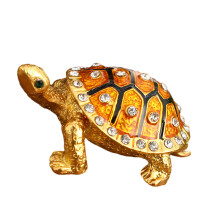Boîte à bijoux en métal européen classique, tortues,-Or.