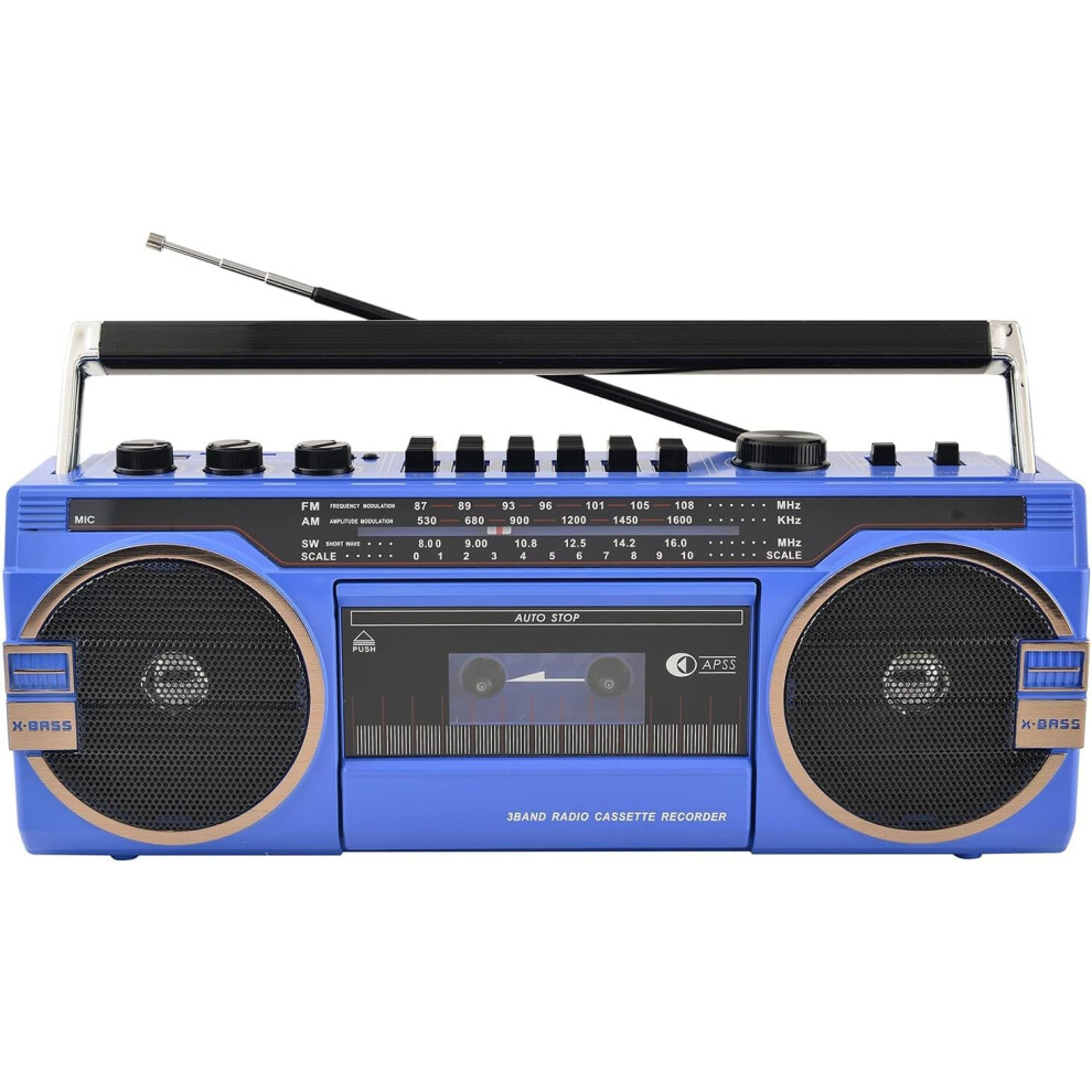 Portable Bluetooth Boombox With Cassette Player, Usb Tf Card Music Player And Recorder, Retro Stereo Speaker, 80S Style 9339159415825