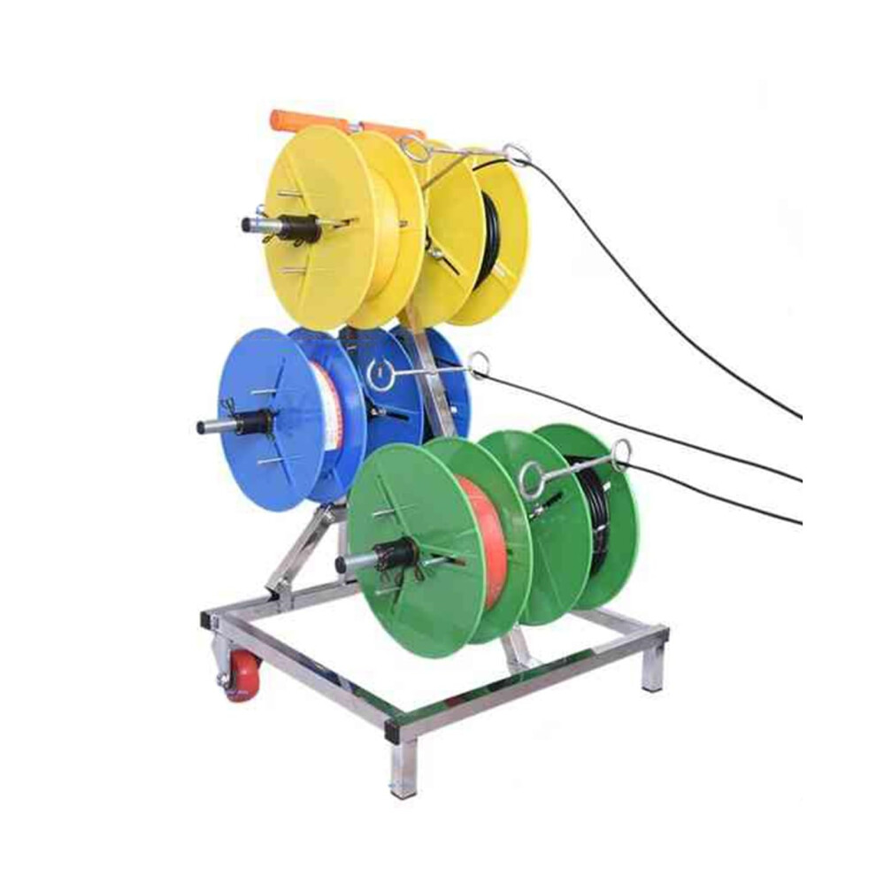 Wheeled Spool Rack 6 Rolls, Steel Wire/Cable Dispenser, Heavy Duty Conduit Display And Storage, 72X45x45cm 9323874152455