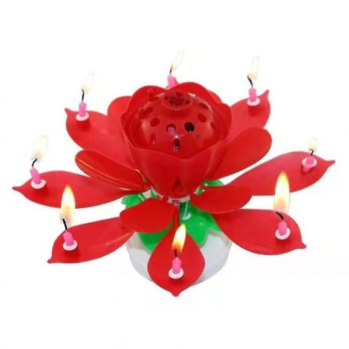 Περιστρεφόμενο Μουσικό Κερί Lotus για Κέικ Γενεθλίων, Μαγικό Κερί με Άνθη Λουλ 1