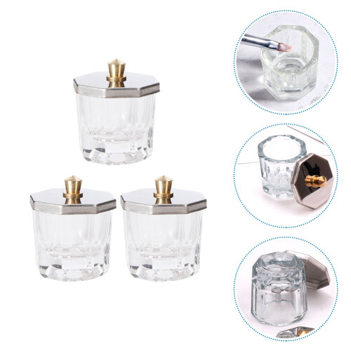 pote de com tampa e acrílico para unhas, 3 unidades 2