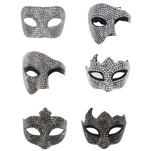 Rhinestones Masquerade Masks Half Face-diamond prince black 1