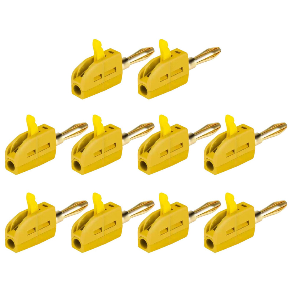 Banana Plugs 10Pcs Current 32A Quick Connect Goldplated Brass Contacts Solderless Yellow For Test Equipment 9339159417935