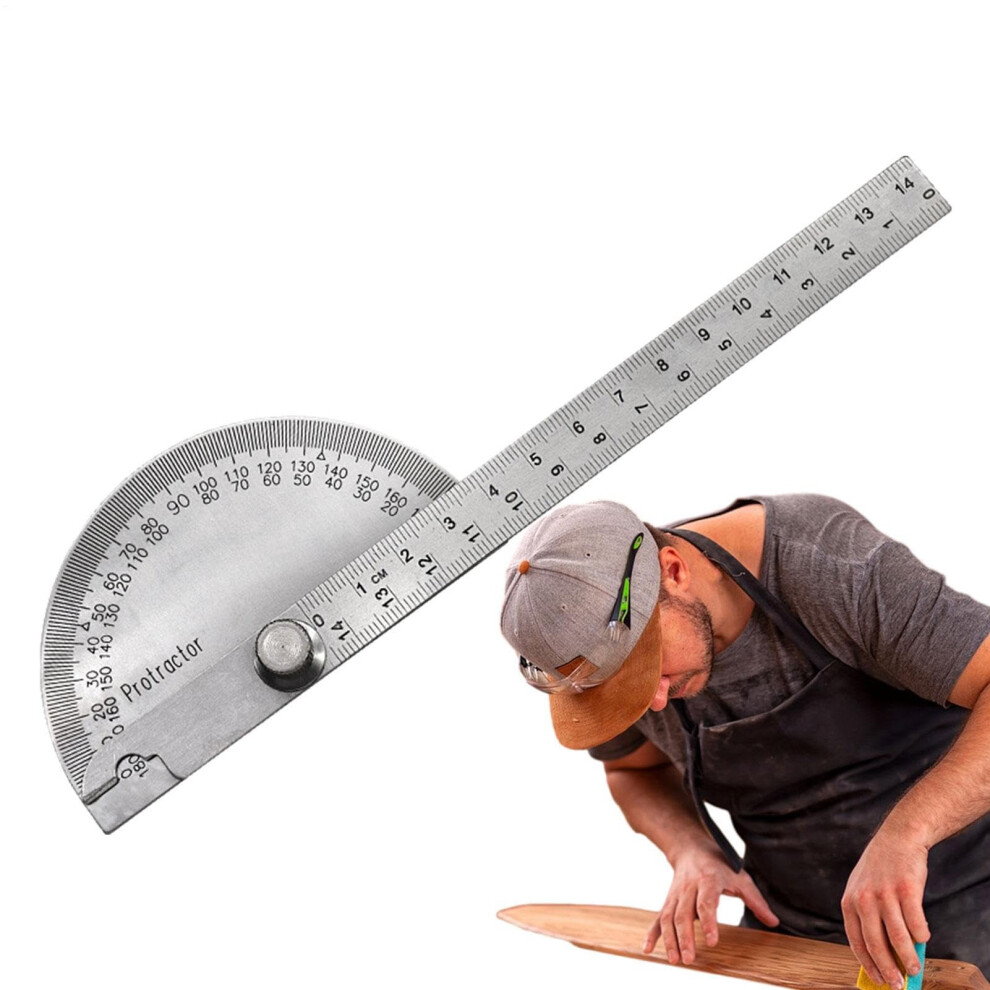 Protractor For Woodworking Stainless Steel Angle Ruler Finder Construction Math Protractor 14Cm Solid 9323874154329