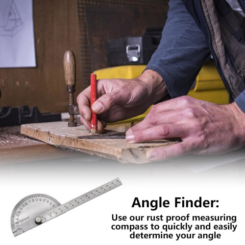 Protractor Angle Finder 14cm, 180 Degrees Angle Ruler Gauge for Construction Drawings, Geometry Math Tool 1