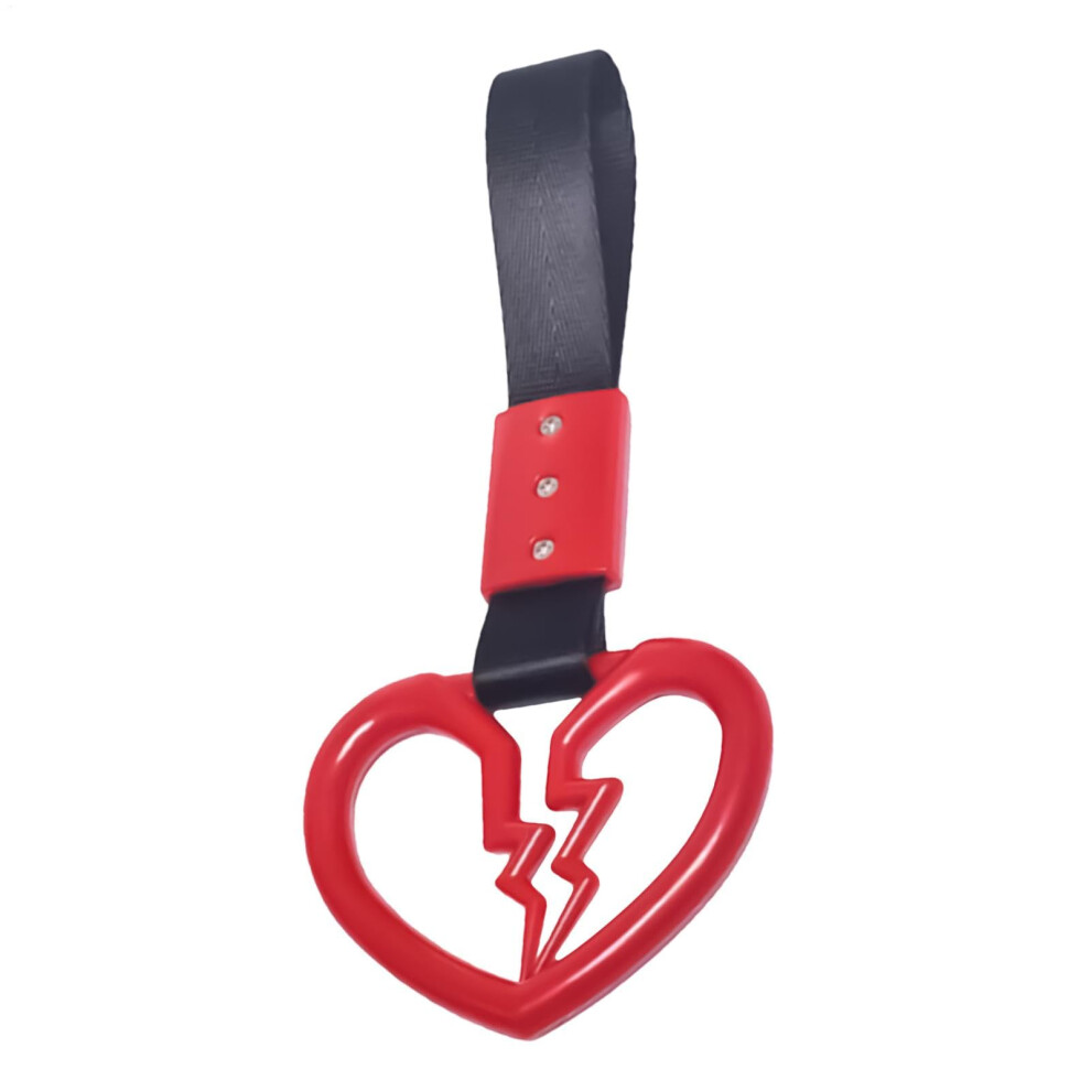Broken Heart Car Handle Strap Rear Bumper Warning Ring Hand Strap Drift Charm For Car Bus Subway Red 9323874154213