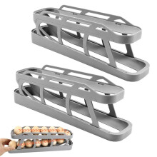 (grey  2pcs) Egg Dispenser, Space-saving Rolling Eggs Dispenser Automatic Organizer For Refrigerator Storage
