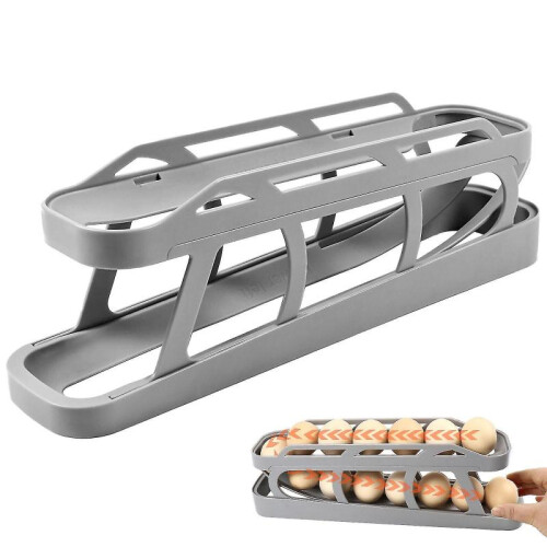 (grey) Egg Dispenser, Space-saving Rolling Eggs Dispenser Automatic Organizer For Refrigerator Storage