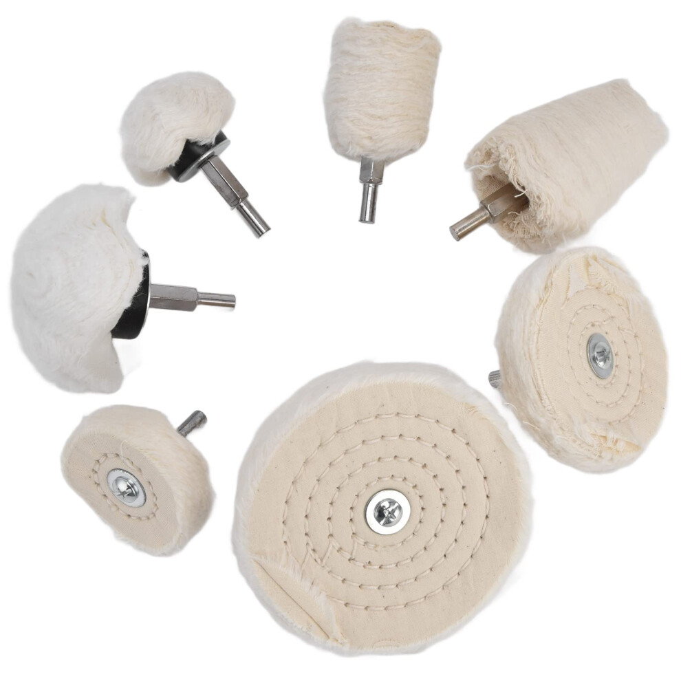 7Pcs Polishing Wheel Kit Cotton Flannel Buffing Wheels For Drill With 1/4In Shank Metal Glass Grinding 9323874155494