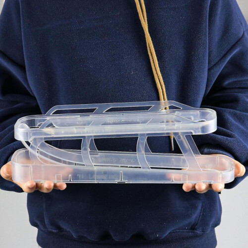 (transparent  2pcs) Egg Dispenser, Space-saving Rolling Eggs Dispenser Automatic Organizer For Refrigerator Storage 1