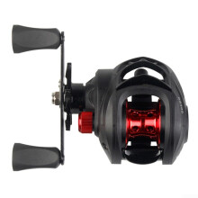 Fishing Reel Full Metal Construction Double Brake System For LongDistance Casting Red LeftHand Retrieve Drop Wheel