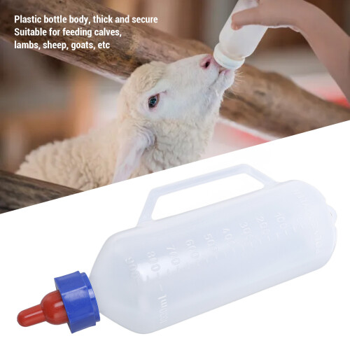 Lamb Feeding Bottle with Soother & Handle, 1L Capacity, Plastic Rubber 2