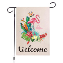 Bandeiras de jardim dupla face com pássaros tropicais, bandeiras sazonais de juta, decoração externa com design exclusivo de boas-vindas com