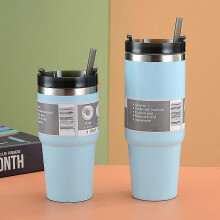 (black) 30 oz Tumbler Straw Lid Insulated Stainless Steel Water Bottle Coffee Mug