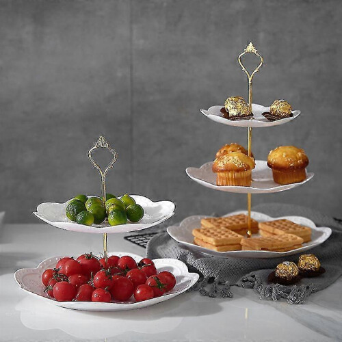 (three layer round) 3 Tier Plates Plastic White Cake Stand Cake Stand, Cupcake Stand 2