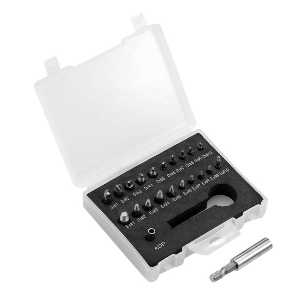 22Pcs Bolt Extractor Kit With Portable Storage Box Broken Screw Remover Stripped Screw Extractor 9323874157429