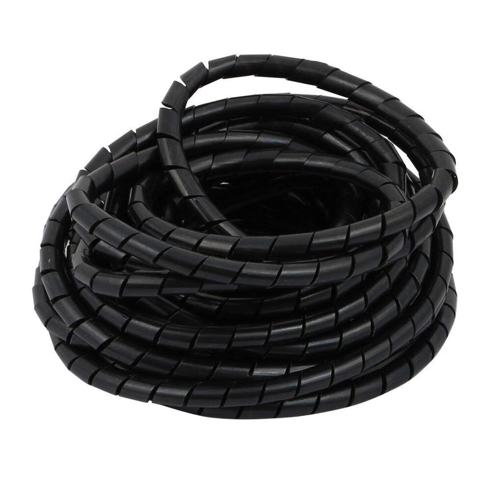 8Mm Diameter Flexible Spiral Tube Cable Wire Wrap For Cord Management Black 5M Length Model 4460A 9323874157818