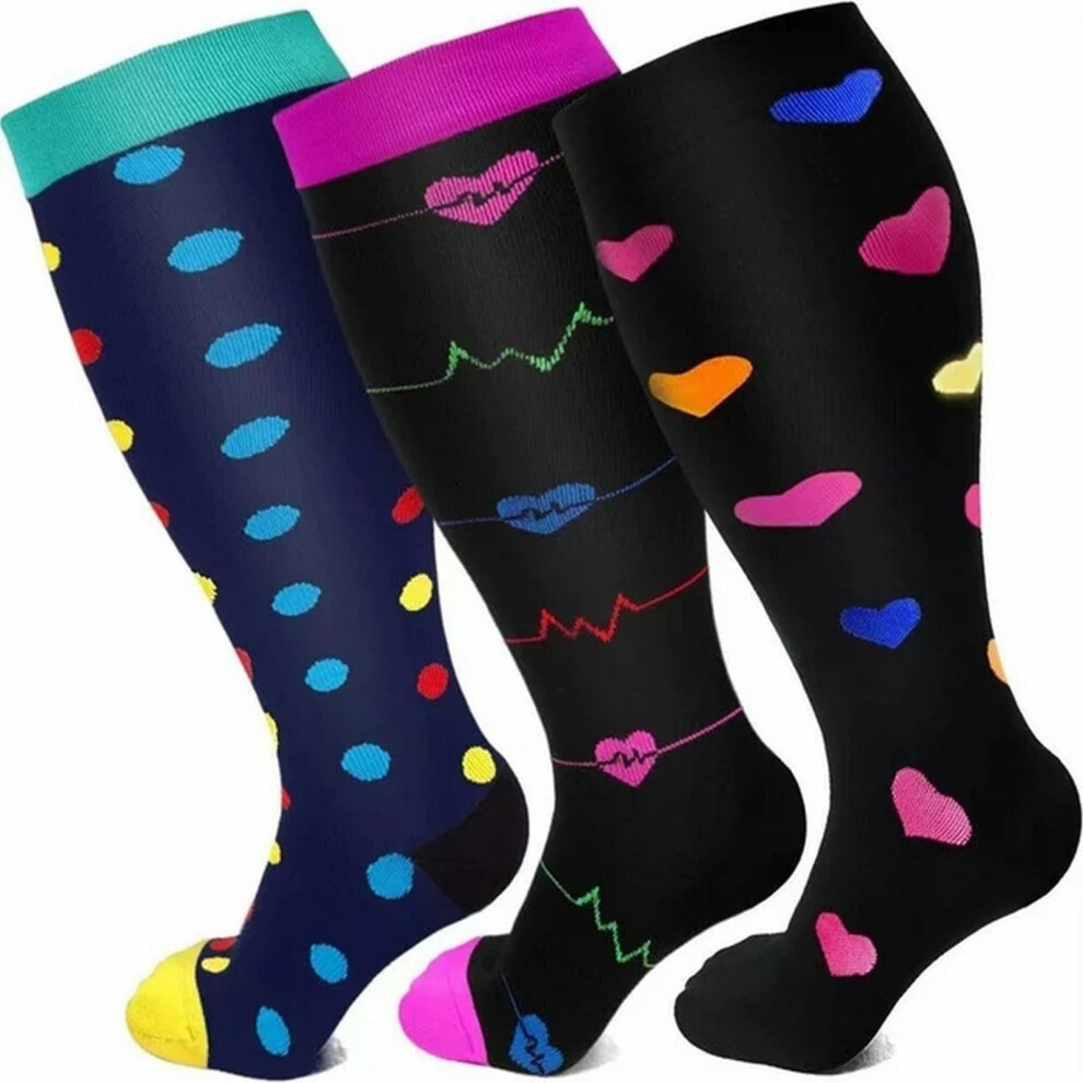 Black Plus Size Compression Socks Unisex 2030Mmhg Wide Calf Knee 3 Pack Xxxl