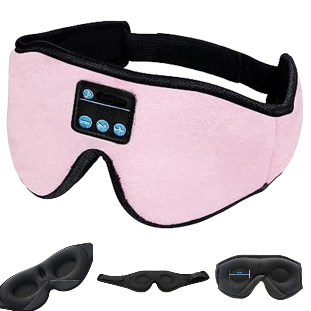 Pink Wireless Bluetooth 5.2 Sleep Mask Sleep Headphones 3D Eye Mask For Sleeping Uk