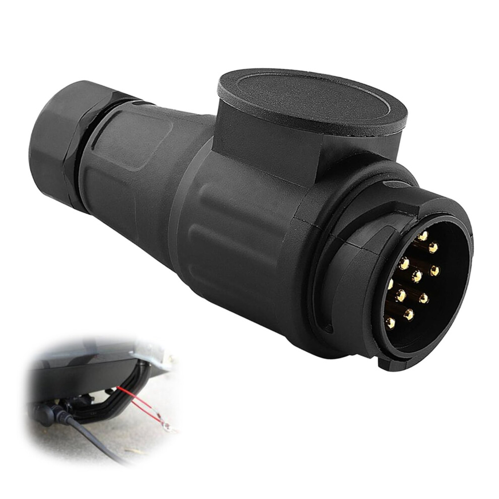 13 Pin Trailer Plug For Truck Rv Cars Boat Caravan, Dc 12V Waterproof, 13Pin Socket Adaptor Towing Male Connector Black 9323874158631