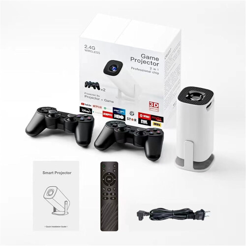 Projector With Game, 2 Wireless Controllers, Video Game Projector, Home Theater Gaming Projector