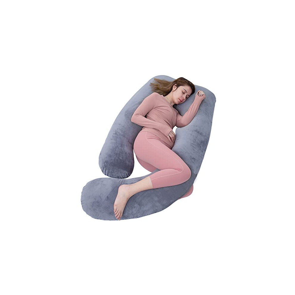 Pregnancy Pillow, U Shaped Full Body Pillow, Nursing, Support And Maternity Pillow For Pregnant Women With Removable Cover ( Grey) Dark/Grey As Awesling