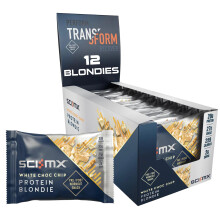 SCI-MX High Protein White Choc Chip Blondie Box - 20g protein, 2g sugar + 259 calories per blondie - Pack of 12 x 65 g - Low Sugar - Pre/Post Workout